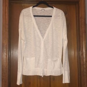 Express sheer white boyfriend cardigan, size L